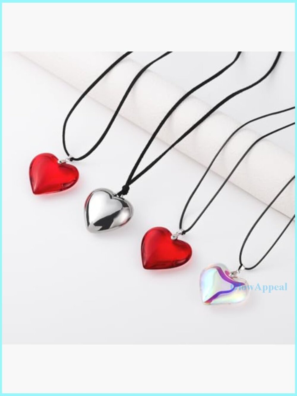 Chunky Glass Heart Choker Necklace, Adjustable Velvet Chain, Y2K Trendy Jewelry - Picture 7 of 7